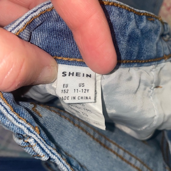 SHEIN new kids jeans. High waist destroyed. Size 11-12Y. Cute but don’t fit. - Picture 2 of 4
